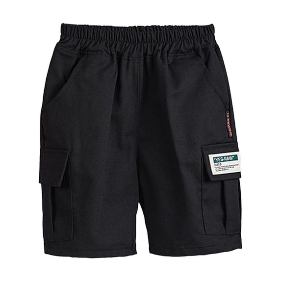 Splozh Boys Shorts Boys Comfortable Cargo Shorts Solid Color Summer Shorts Sports and Casual Shorts Black,3-4 Years