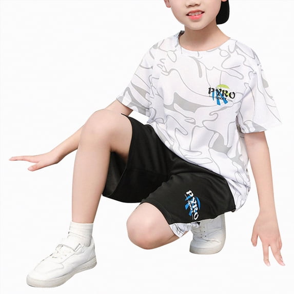 Splozh Boys Shorts Set Boys Clothes Short Sleeve T Shirt Top Shorts Sets Casual Summer Outifts for Kids 2-3 Years,White