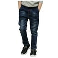 thumbnail image 1 of Splozh Boys' Skinny Stretch Jeans Fashionable Comfortable Slim Fit Denim Jeans Pants for Active Little Guys,Dark Blue 5-6 Years, 1 of 5