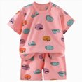 thumbnail image 1 of Splozh Boys Sleep and Play Cartoon Print Cute Summer Short Sleeve Tops + Shorts Little Kids Boys Pajamas Boys Breathable Pajamas,Pink,9-18 Months, 1 of 8
