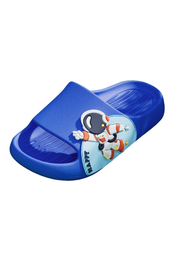Boys Slides Boys Summer Indoor Comfortable Breathable Cartoon Pattern Slippers Shower Slides Blue,US 13