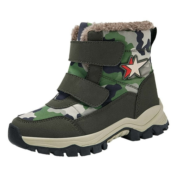 Splozh Boys Snow Boots Slip Resistant Lined Winter Shoes for Little/Big Kid,Camouflage 12