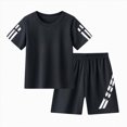 thumbnail image 1 of Splozh Boys Summer Outfits 3-13 Years Boys Sports Set Summer Mesh Short Sleeved Set Basketball Suit Two Piece Set,Black,3-4 Years, 1 of 4