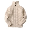 thumbnail image 1 of Splozh Boys Sweater Quarter Zip up Knit Neck Warm Pullver Kids Knitwear,Beige 7-8 Years, 1 of 6