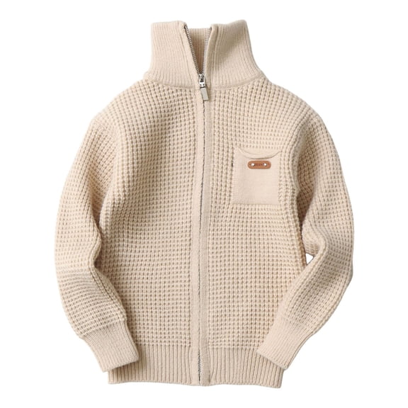 Splozh Boys Sweater Quarter Zip up Knit Neck Warm Pullver Kids Knitwear,Khaki 14-16 Years