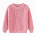 thumbnail image 1 of Splozh Boys Sweaters 12 18 24 Months 3T 4T 5T Girls Long Sleeve Shirts Knit Sweaters Kids Tops Crew Neck Casual Tees Basic Undershirts,Hot Pink,4-5 Years, 1 of 7