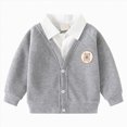 thumbnail image 1 of Splozh Boys Sweatshirts Boys Cotton Sweatshirts Lapel Button Down Long Sleeve Pullover Tops Sweatshirts Fall Clothes,Grey,2-3 Years, 1 of 9