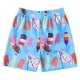 thumbnail image 1 of Splozh Boys Swim Trunks 3D Funny Print Surfing Board Shorts Quick Dry UPF 50+ Swimsuit Beachwear with Mesh Lining,Dark Blue 2-3 Years, 1 of 5