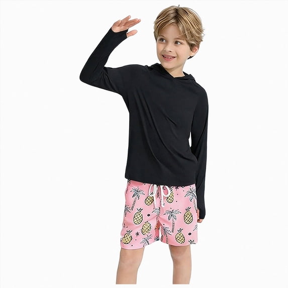 Splozh Boys Tee Shirts 3-14 Years Boys Pullover Shirt Breathable Lightweight Sun Outdoor Beach Hiking T Shirt, Black, 3-4 Years
