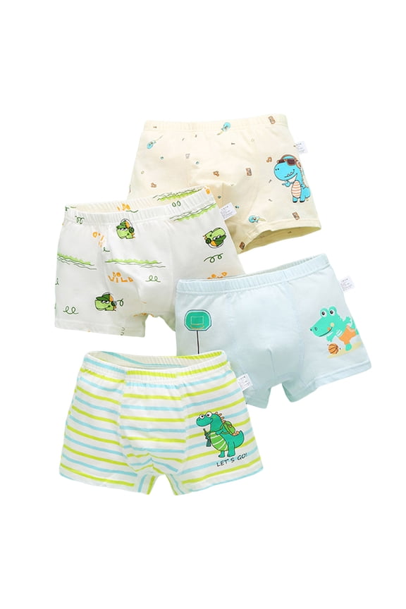Boys' Underwear Set Boys Cotton Briefs Dinosaur Car Toddler Kids Underwear Boxer Brief 4 Pack Green,12-16 Years