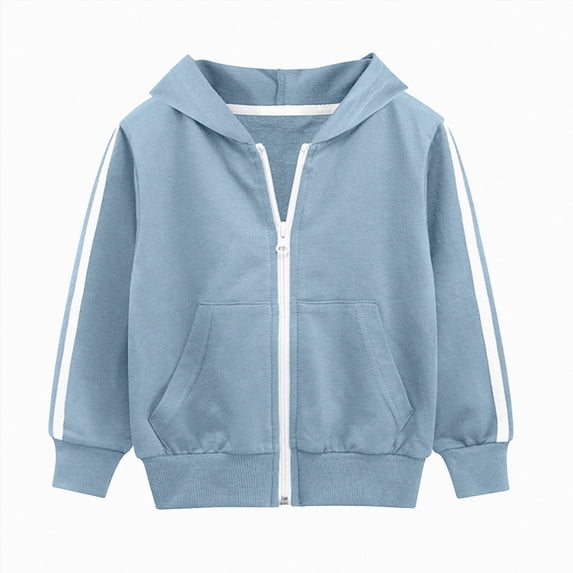 Splozh Boys Zipper Hoodie Boys Long Sleeved Hooded Sweatshirt Warm Fashionable and Casual Zippered Boys Sweatshirt,Light Blue,3-4 Years