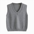thumbnail image 1 of Splozh Boys and Girls Sweater Vest 2T 3T 4T 5T 6T 7T Crewneck Sleeveless Fall Winter Cable Top Knitted Pullover Vest,Grey,5-6 Years, 1 of 5