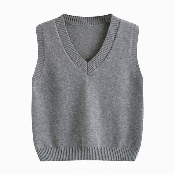 Splozh Boys and Girls Sweater Vest 2T 3T 4T 5T 6T 7T Crewneck Sleeveless Fall Winter Cable Top Knitted Pullover Vest,Grey,5-6 Years