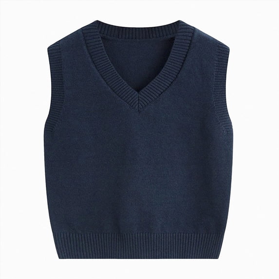 Splozh Boys and Girls Sweater Vest 2T 3T 4T 5T 6T 7T Crewneck Sleeveless Fall Winter Cable Top Knitted Pullover Vest,Navy,5-6 Years