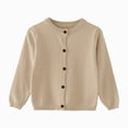thumbnail image 1 of Splozh Cardigan Sweater for Toddler Fall Winter Basic Knit Sweater Soft Cute Little Girl Cardigan,Khaki,6-7 Years, 1 of 4