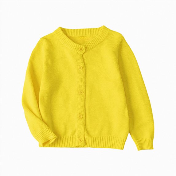 Splozh Cardigan Sweater for Toddler Knit Sweater Soft Basic Solid Color Little Girl Cardigan Kids Cardigan,Yellow,12-18 Months