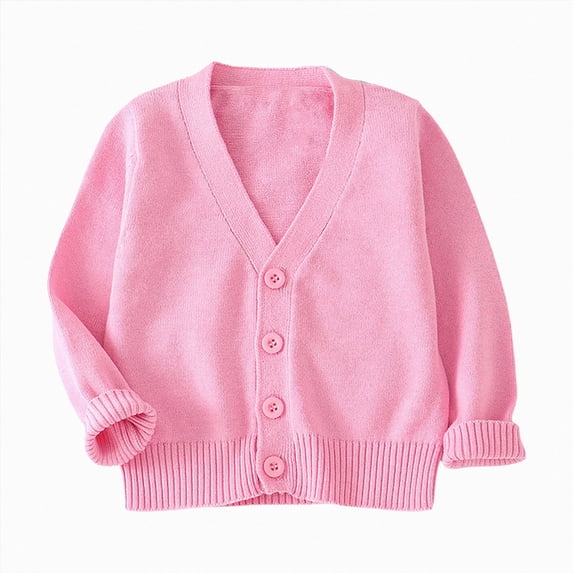Splozh Cardigan Sweater for Toddler Solid Color Basic Soft Cute Fall Winter Cardigan for Girls Boys Cardigan,Pink,5-6 Years