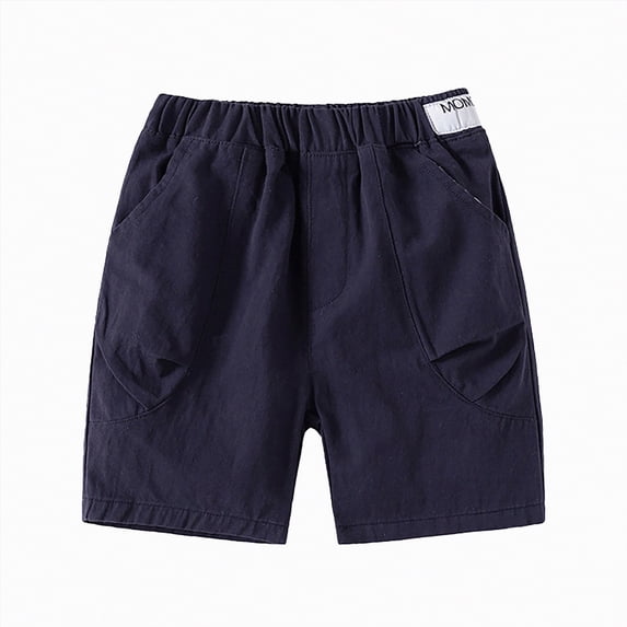 Splozh Cargo Shorts for Boys Cargo Shorts Summer Casual High Waist Pull On Short for Kids with Pockets 2-3 Years,Navy