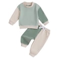 thumbnail image 1 of Splozh Clothes for Boys Clothes Long Sleeve Hoodie Sweatsuits Tops and Pants Set Fall Spring Outfits 2Pcs Kids Clothing Light Green,0-6 Months, 1 of 8