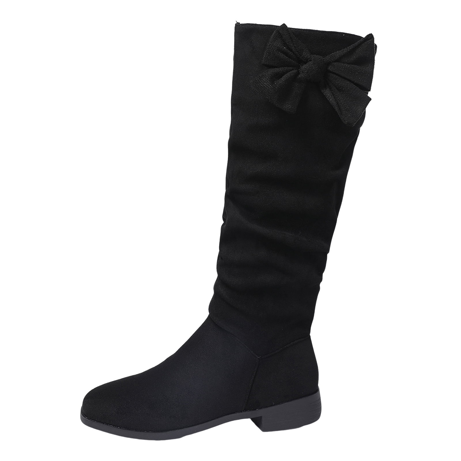 Women's Knee High Boots - Square Toe Chunky Heel Boots With Side Zipper, Leather Tall Boots For Fall & Winter