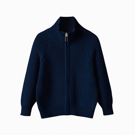 Splozh Cotton Cardigan 2-13 Years Kids Warm Knitted Cardigan Childrens Solid Color Sweater Cardigan Jacket,Navy,6-7 Years