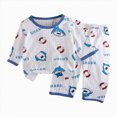thumbnail image 1 of Splozh Cotton Pajama Set 1T-8T Baby Toddler Breathable Long Sleeved Home Clothes Cute Cartoon Pattern Homewear Set,Light Blue,3-4 Years, 1 of 3