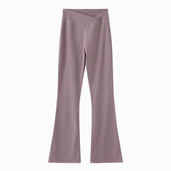 Splozh Cotton Pants for Girls Fashion Cute Girl's Leggings High Waisted Flare Pants Yoga Bootcut Pants Solid Color Full Length Bell Bottoms,Purple,7-8 Years