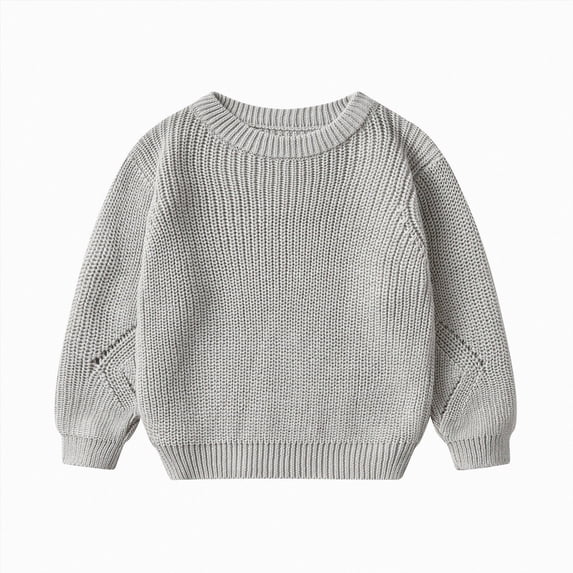 Splozh Cotton Sweater 12 18 24 Months 3T 4T 5T 6T Toddler Baby Girl Boy Knit Sweater Blouse Pullover Sweatshirt Warm Crewneck Tops Fall Winter Clothes,Grey,18-24 Months