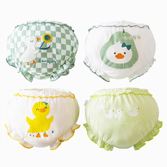 Splozh Cotton Underwear Baby Girl 1T 2T 3T 4T 5T 6T 7T Breathable Bloomers Briefs Infant Toddler Panties Kids Ruffle Boxer 4 Pack,Green,1.5-3 Years