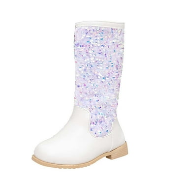 Splozh Cowboy Boots Square Toe Kids Boots Western Boots Cowgirl Boots for Toddler/Little Kid/Big Kid,White 10