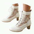 thumbnail image 1 of Splozh Cowboy Boots Women Wide Boots for Women Retro Mid Calf Boots Casual Pointed Toe Lace up Shoes White,US 9, 1 of 5