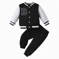 thumbnail image 1 of Splozh Cute Baby Boy Outfits Boys Clothes Fashion Long Sleeve Sweatshirt Pants 2Pcs Fall Winter Outfits,Black,2-3 Years, 1 of 6