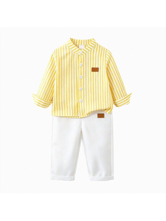 Cute Newborn Boy Outfits Fashion, Casual Cute Spring Outfit Simple Shirt Pants Skirt Set,Yellow,6-9 Months