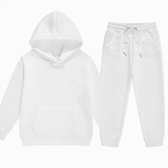 Splozh Cute Newborn Boy Outfits Kids Clothes Comfortable Warm Long Sleeve Sweater Pants Set Fashion Outdoor Solid Color Sweater Set,White,6-7 Years