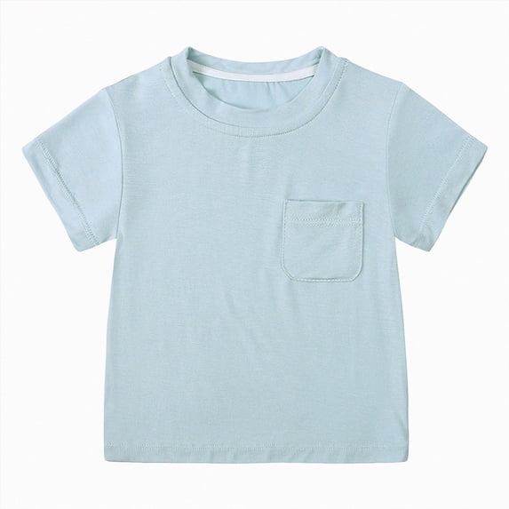 Splozh Cute Summer Tops Girls Toddler Short Sleeve T-Shirts Organic Cotton for Toddler Boys and Girls,Blue,3-6 Months