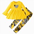 thumbnail image 1 of Splozh Cute Toddler Girl Outfits Fashion, Girls Fashionable Comfortable Casual Long Sleeve Top Pants Set 2 Piece,Yellow,5-6 Years, 1 of 5