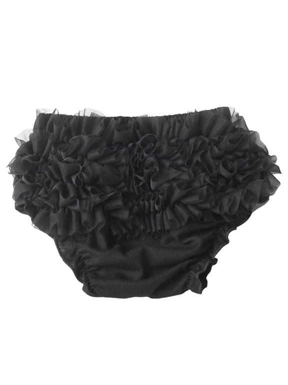 Diaper Covers for Girls Baby Underwear Cute Cotton Baby Girls Bloomers Ruffled Briefs for Toddler Girls Black,12-24 Months