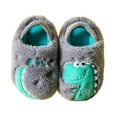 thumbnail image 1 of Splozh Dinosaur Slippers for Boys Non Slip Little Kid Slippers for Kid with Memory Foam,Gray 8, 1 of 4