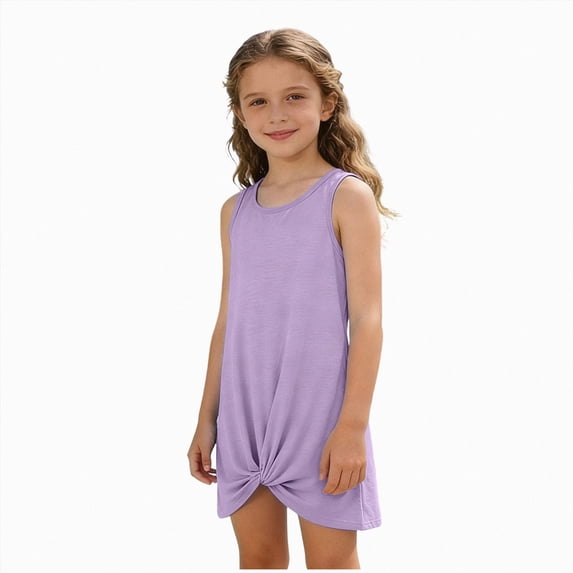 Splozh Dress Baby Girl Toddler Girls Summer Dresses Casual Sleeveless Sundress Girls' Strap Dress,Purple,13-14 Years
