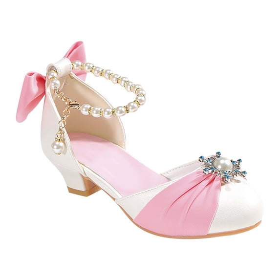 Splozh Dress Shoes for Toddler Girls High Heels Closed Toe Princess Shoes Wedding Flower Girl Shoes Party Dress Shoes Pink,US 13