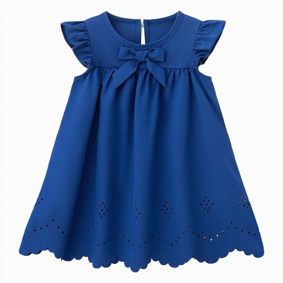 Splozh Dress for Baby Girl Toddler Baby Girl Dress Ruffle Halter Sleeveless Dresses Kids Summer Sundress,Blue,12-18 Months