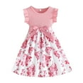 thumbnail image 1 of Splozh Dress for Girls Girl's Floral Summer Dress Ruffle High Waist Ruched A Line Spring Dress 4-5 Years,Pink, 1 of 8