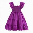 thumbnail image 1 of Splozh Dress for Toddler Girls Cotton Tiered Dress Flutter Ruffle Sleeve Summer Swing Sundress Birthday Party Casual Outfit,Dark Purple,6-7 Years, 1 of 7