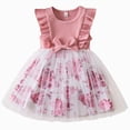 thumbnail image 1 of Splozh Dresses for Baby Girls 1T 2T 3T 4T 5T Child Girls Tulle Pageant Dress Party Flowers Prints Bowknot Fly Sleeve Gown Dresses,Pink,3-4 Years, 1 of 8
