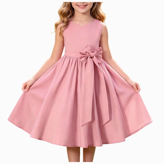 Splozh Dresses for Baby Girls Princess Dress Girls Sleeveless Dress Dance Party Princess Dresses Clothes Flower Girl Dress,Pink,7-8 Years