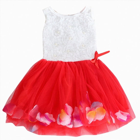 Splozh Dresses for Baby Girls Princess Dress Toddler Infant Bowknot Tutu Dress Tulle Dresses Baby Girls Flower Gown Outfits,Red,2-3 Years