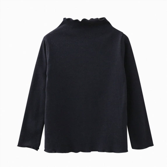 Splozh Dressy Tops for Girls Long Sleeve Shirts Casual Crewneck T-Shirts Soft Layering Basic Tees Undershirts Fall Tops,Black,4-5 Years