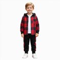 thumbnail image 1 of Splozh Fall Baby Boy Clothes Cute, Toddler Baby Boys 2-7 Years Plaid Hoodie Sweatshirt Casual Pants Set,J,4-5 Years, 1 of 9
