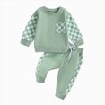 thumbnail image 1 of Splozh Fall Baby Boy Clothes Cute, Toddler Baby Boys Colorblock Long Sleeve Sweatshirt Jogger Pants Set,Green,0-6 Months, 1 of 5