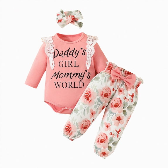 Splozh Fall Baby Girl Outfits Toddler Boys Girls Clothes Infant Newborn Baby Ribbed Bodysuits with Elastic Pants Outfits Set,Pink,3-6 Months